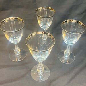 Set of Four (4) Tiffin-Franciscan Anniversary Claret Wine Glass Platinum Ridge
